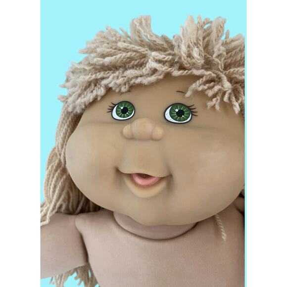 Vtg Cabbage Patch Kids Doll Blonde Hair Green Eyes Girl Dimples Play Along CPK - Picture 10 of 16